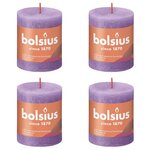 Bolsius Bougies pilier rustiques Shine 4 Pièces 80x68 mm Violet vibrant