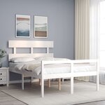 vidaXL Cadre de lit avec tête de lit blanc 140x200 cm bois massif