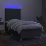 vidaXL Sommier tapissier avec matelas et LED Gris foncé 90x200cm Tissu