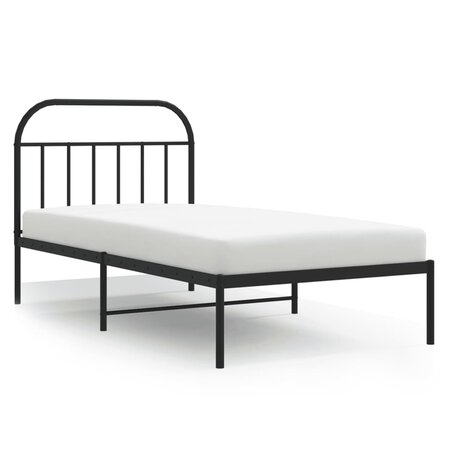 vidaXL Cadre de lit métal avec tête de lit noir 100x200 cm
