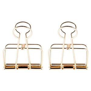 12 pinces double-clip dorées 19 mm