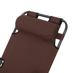 Chaise longue inclinable transat bain de soleil 2 en 1 pliant têtière amovible charge max. 136 Kg toile oxford facile d'entretien marron