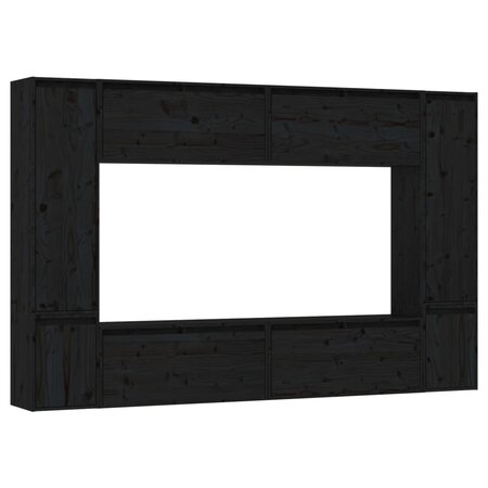 vidaXL Meubles TV 8 Pièces Noir Bois massif de pin