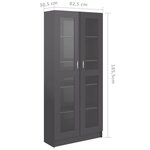 vidaXL Armoire à vitrine Gris brillant 82 5x30 5x185 5 cm Aggloméré