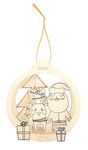 Suspension Scène de Noël en bois motif Père Noël 10 5 x 11 5 cm