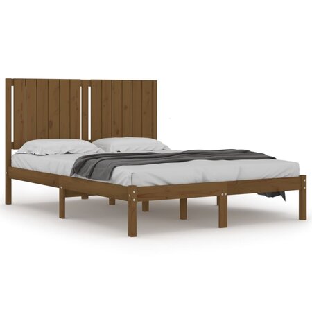vidaXL Cadre de lit Marron miel Bois de pin massif 140x200 cm