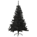 vidaXL Demi sapin de Noël artificiel avec support Noir 180 cm PVC