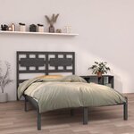 vidaXL Cadre de lit Gris Bois massif 120x190 cm Petit Double
