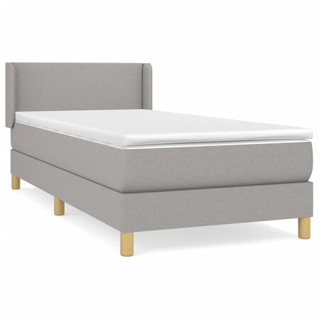 vidaXL Lit à sommier tapissier avec matelas Gris clair 100x200cm Tissu