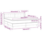 vidaXL Lit à sommier tapissier avec matelas Noir 160x200 cm Tissu