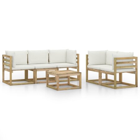 vidaXL Salon de jardin 6 Pièces avec coussins crème