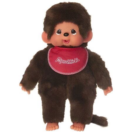 MONCHHICHI Grande Peluche Garcon Bavoir Rouge 45cm - Bandai
