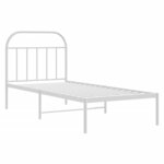 vidaXL Cadre de lit métal avec tête de lit blanc 90x200 cm