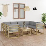 vidaXL Salon de jardin 9 Pièces avec coussins bois de pin imprégné