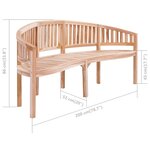 vidaXL Banc de jardin en forme de banane 200 cm Bois de teck solide