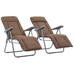 vidaXL Chaises pliables de jardin avec coussins 2 Pièces Marron