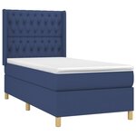 vidaXL Sommier tapissier avec matelas et LED Bleu 90x200 cm Tissu