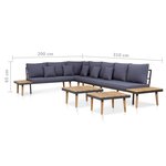 vidaXL Salon de jardin à 7 places avec coussins Bois d'acacia solide