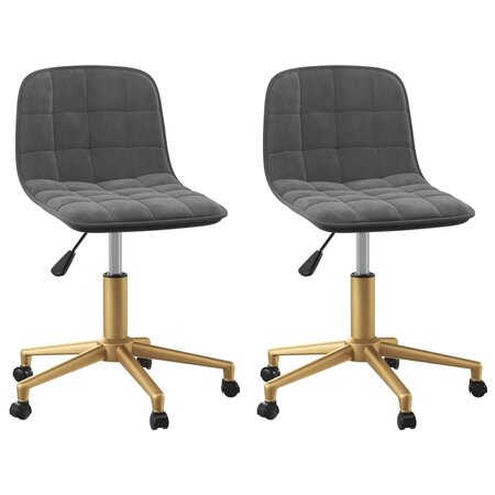 vidaXL Chaises pivotantes à manger lot de 2 gris foncé velours
