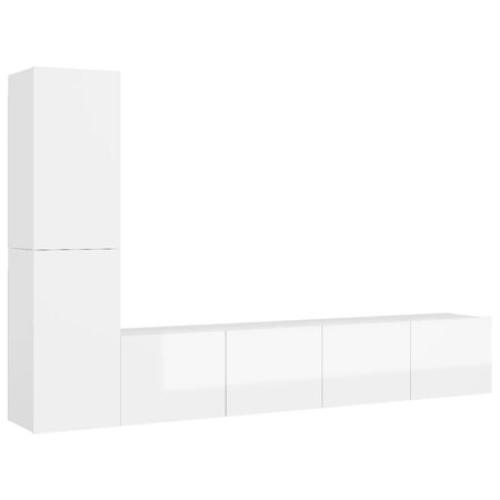 vidaXL Ensemble de meuble TV 4 Pièces Blanc brillant Aggloméré