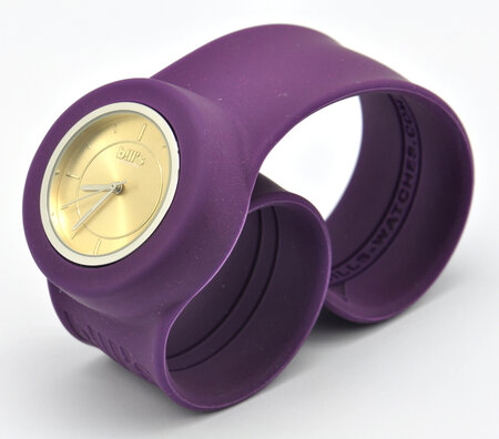 Montre classic bracelet prune et cadran gold sun.