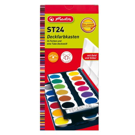 Set 24 Pastilles de gouaches 24 couleurs + Blanc 7,5 ml HERLITZ