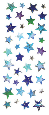 Stickers époxy étoiles bleues 9 à 18 mm x 37 pièces