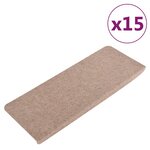 vidaXL Tapis d'escalier auto-adhésifs 15 Pièces 65x24 5x3 5 cm Beige