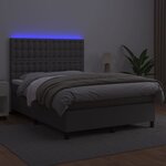 vidaXL Sommier tapissier avec matelas et LED Gris 140x190cm Similicuir