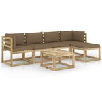 vidaXL Salon de jardin 6 Pièces avec coussins bois de pin imprégné