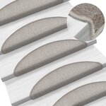 vidaXL Tapis d'escalier 15 Pièces Taupe 56 x 17 x 3 cm