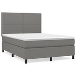 vidaXL Lit à sommier tapissier avec matelas Gris foncé 140x200cm Tissu