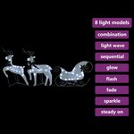 vidaXL Décoration de Noël Renne et traîneau 60 LED extérieur Blanc