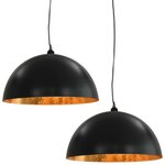 vidaXL 2 Pièces Plafonniers Noir et doré Semi-sphérique 50 cm E27