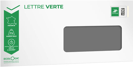 Prêt-à-Poster - Lettre verte suivie - 20g  - Enveloppe à fenêtre à l'unité 