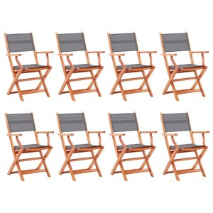 vidaXL Chaises pliables de jardin 8 Pièces Gris Eucalyptus et textilène