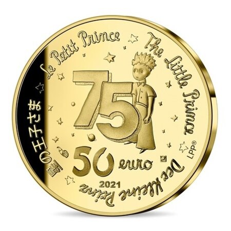 Le petit prince - monnaie 50€ 1/4 oz or - le petit prince et le renard