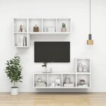 vidaXL Meuble TV mural Blanc brillant 37x37x72 cm Aggloméré