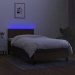 vidaXL Sommier tapissier matelas et LED Marron foncé 100x200cm Tissu