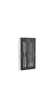 PARKER Jotter Set : stylo bille Victoria violet avec recharge bleu pointe moyenne + étui