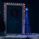 vidaXL Sapin de Noël cône 84 LED bleues Décoration 50x150 cm