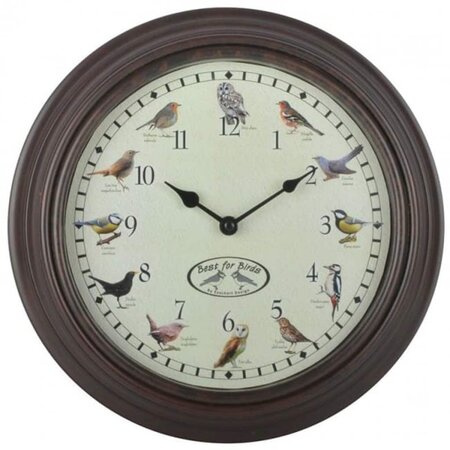 Esschert Design Horloge avec sons d'oiseaux