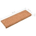 vidaXL Tapis d'escalier 15 Pièces 65x21x4 cm Marron