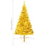 vidaXL Sapin de Noël artificiel avec support Doré 180 cm PET