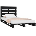 vidaXL Cadre de lit Noir 100x200 cm Bois de pin massif