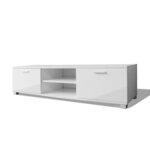vidaXL Meuble TV à haute brillance blanc 140 x 40 3 x 34 7 cm