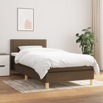 vidaXL Lit à sommier tapissier avec matelas Marron foncé 90x200 cm