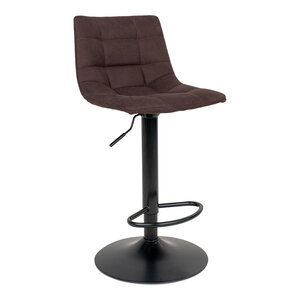 Chaise de bar en microfibre marron foncé avec pieds noirs