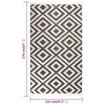 vidaXL Tapis à tissage plat d'extérieur 115x170 cm Noir et beige clair