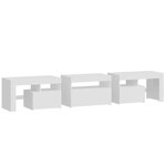 vidaXL Meuble TV avec lumières LED Blanc brillant 200x36 5x40 cm